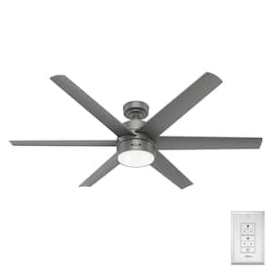 Solaria 60 in. Integrated LED Indoor/Outdoor Matte Silver Ceiling Fan with Light Kit and Wall Control
