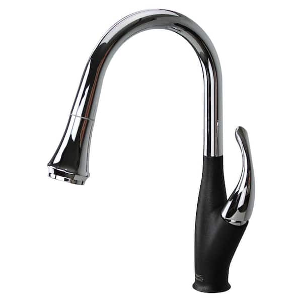 Layla Single-Handle Pull-Out Sprayer Kitchen Faucet in Polished Chrome / Black