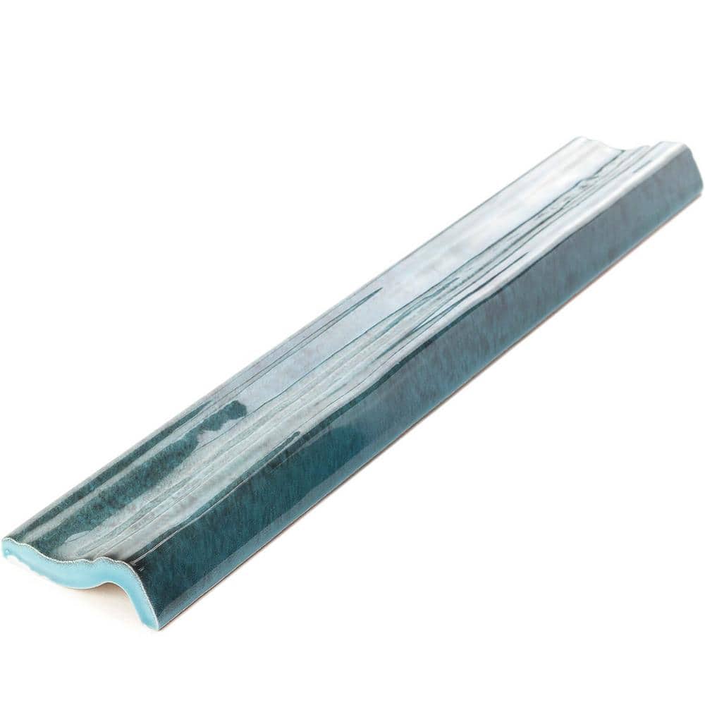 Moze Blue 3x12 Polished Ceramic Bullnose Tile Trim