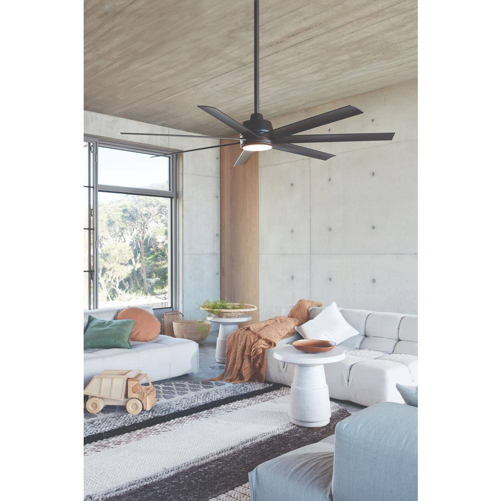 Atlanta 72-Inch Black Metal Ceiling Fan with LED Light and Remote Control