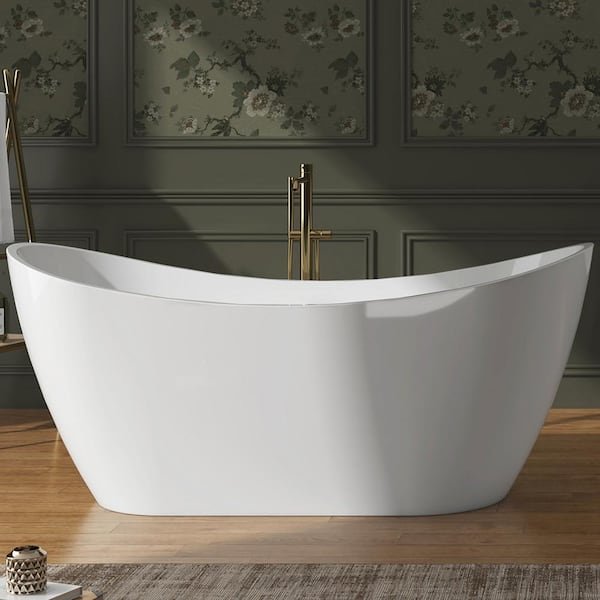 AKDY Freestanding 54 in. Fiberglass Double Slipper Flatbottom 