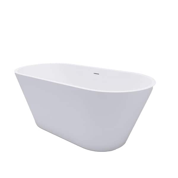 Aoibox Classic 63.00 in. x 29.50 in Soaking Bathtub with Center Drain in White
