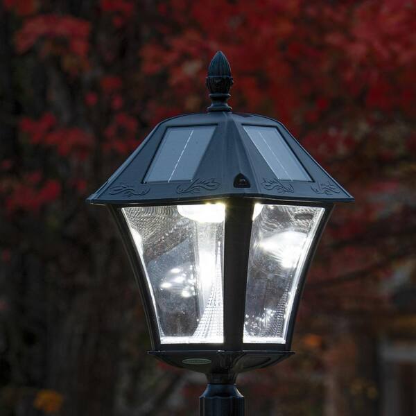 Baytown II Black Resin Outdoor Integrated LED Solar Post/Wall Light with Bright-White LEDs Baytown II Black Resin Outdoor Integrated LED Solar Post/Wall Light with Bright-White LEDs
