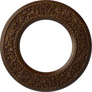 3/4 in. x 13-3/8 in. x 13-3/8 in. Polyurethane Jet Blackthorn Ceiling Medallion, Root Beer Crackle