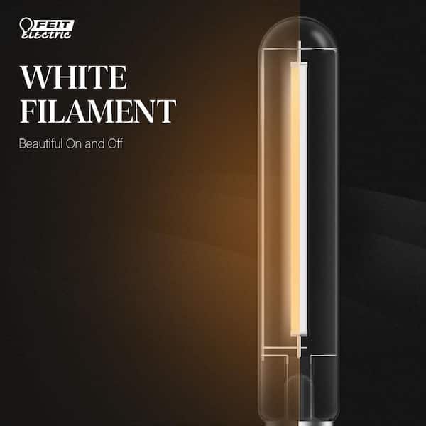 60-Watt Equivalent T10L Dimmable Straight White Filament Clear E26 Vintage LED Light Bulb, Warm White 2100K (16-Pack)