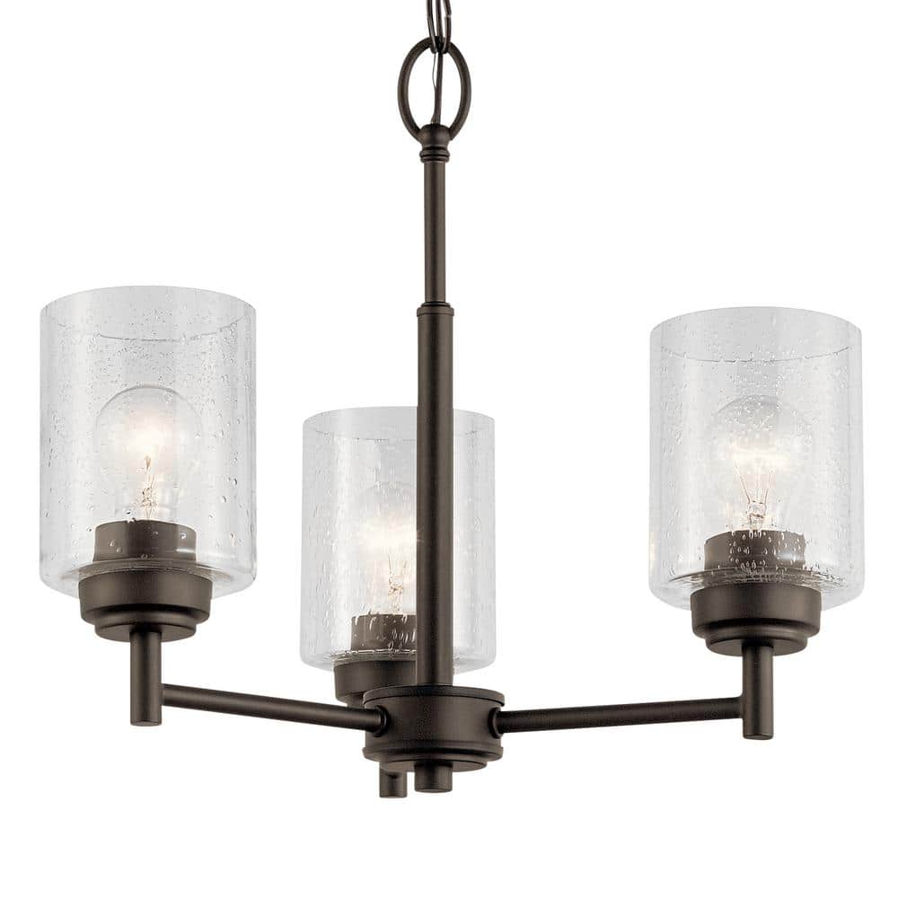 Winslow Bronze 3-Light Mini Chandelier with Clear Glass