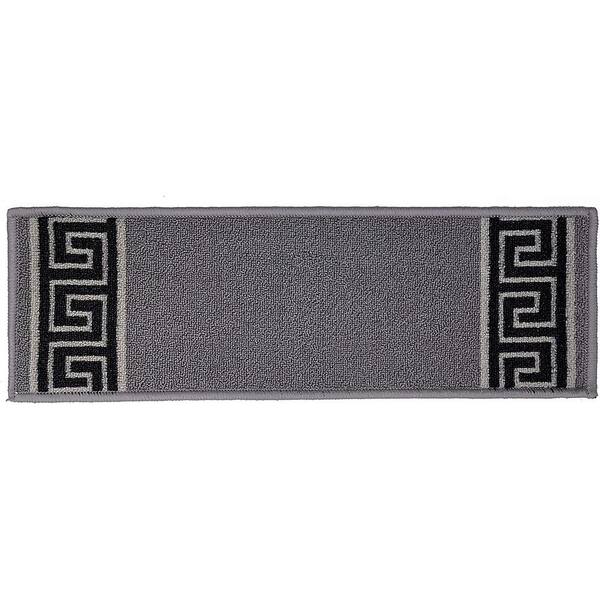 Meander Greek Design Gray 8.5 in. x 26 in. Stair Treads Cover (Set of 15)