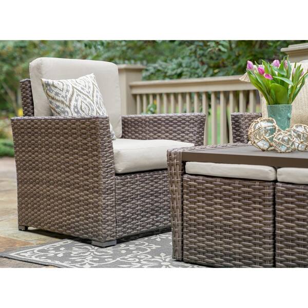 Leisure Made Newton 6-Piece Wicker Seating Set with Sunbrella Cast