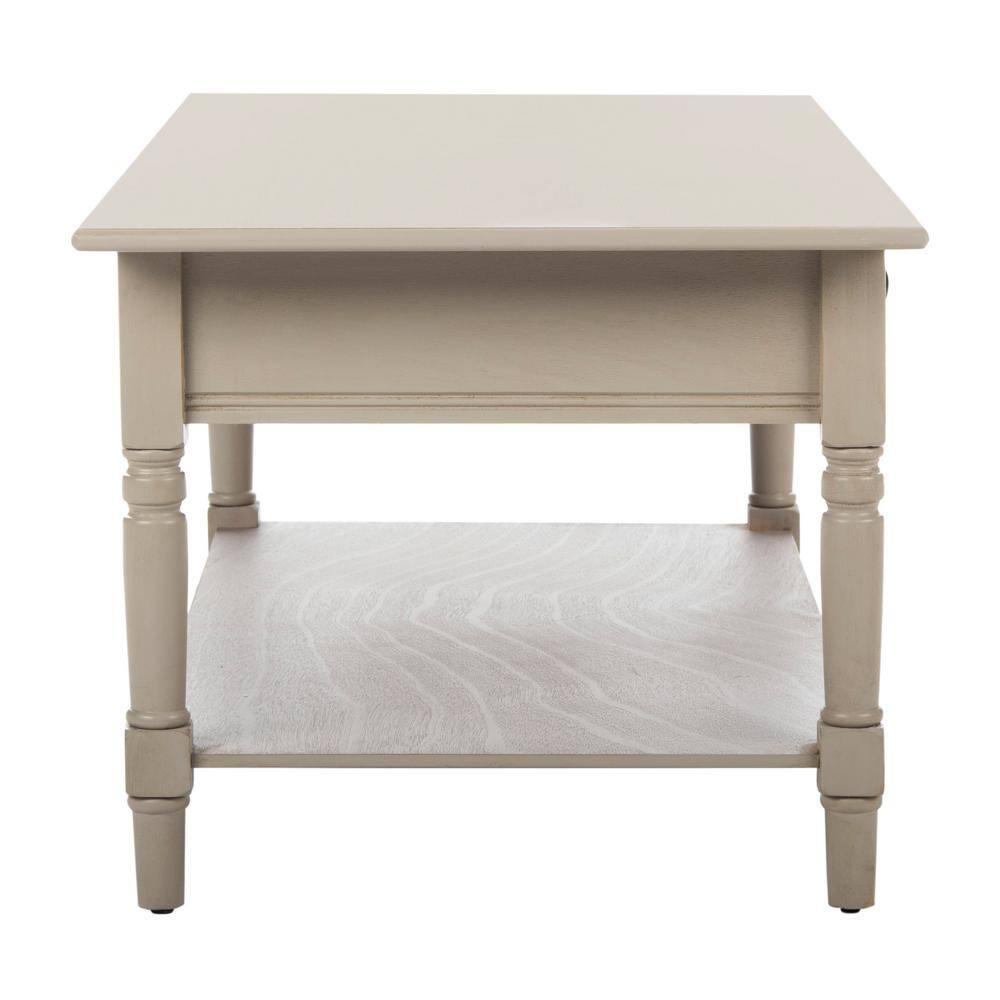 Vintage Gray Rectangular Wood Coffee Table with Storage
