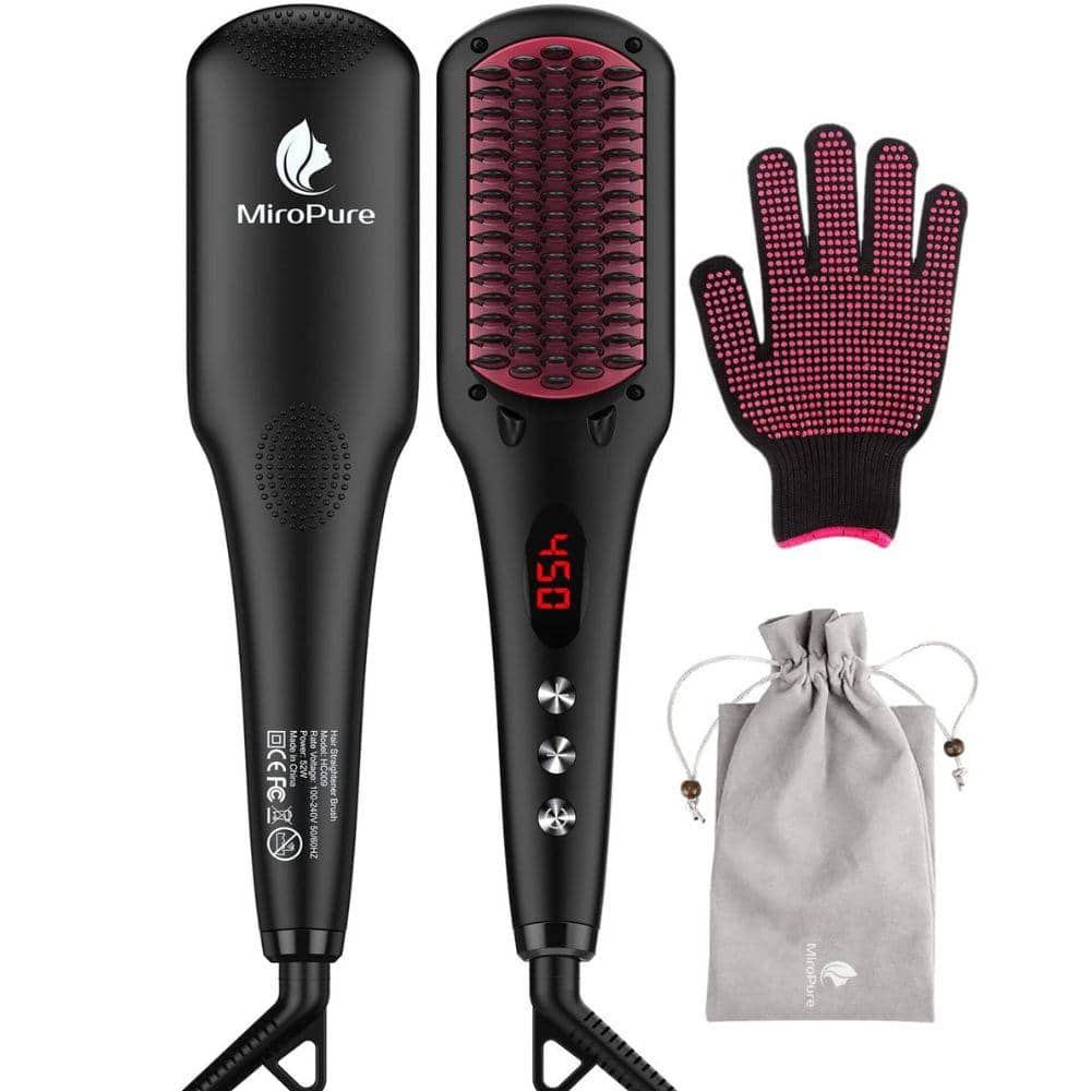 2in1 Ceramic Hair Ionic Straightener Brush with Anti-Scald Feature, Auto Temperature Lock and Auto-Off Function in Black price history on PriceWatchPro