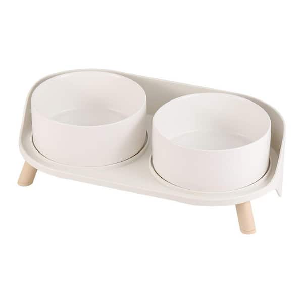Elevated Ceramic Dog Bowl Set with Stand Double Splash Proof