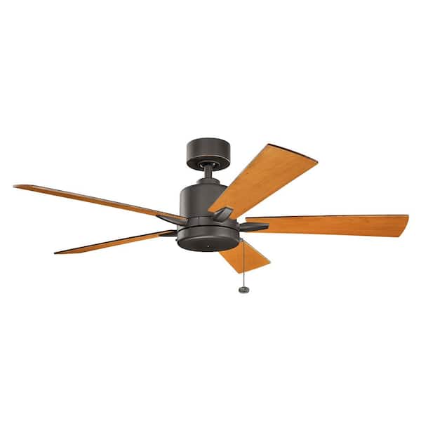 KICHLER Lucian II 52 in. Indoor Olde Bronze Downrod Mount Ceiling Fan with Pull Chain for Bedrooms or Living Rooms
