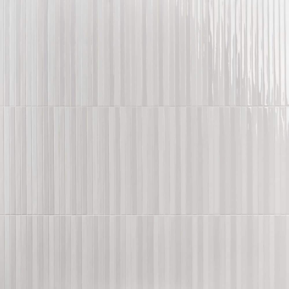 Blanco White Glossy Ceramic Elongated Subway Mosaic Wall Tile