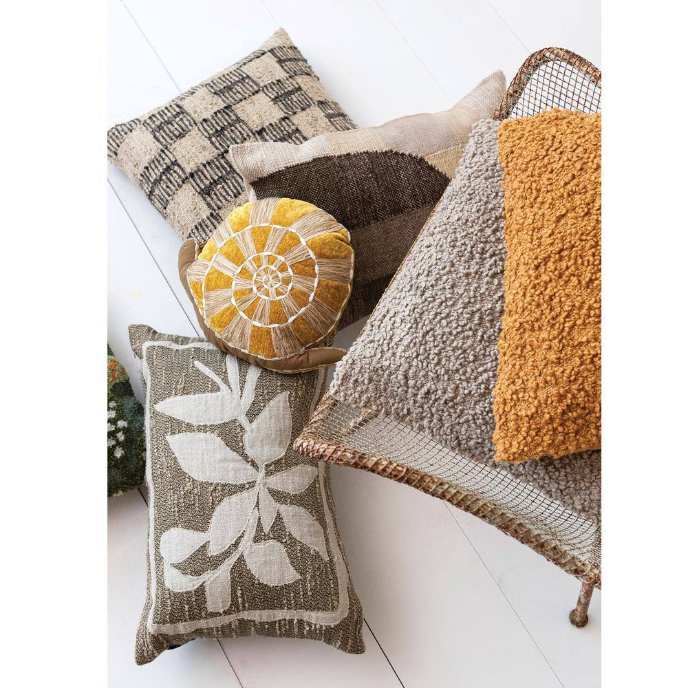 20" Brown and Tan Checkered Polyester Indoor/Outdoor Pillow