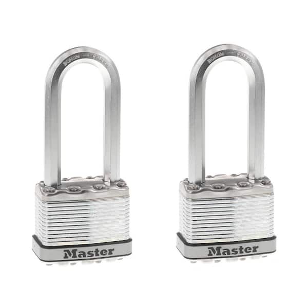 Master Lock Heavy Duty Outdoor Padlock with Key, 2 in. Wide, 2-1/2 in. Shackle, 2 Pack
