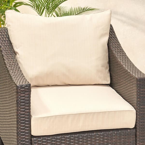 Noble House Smythe 27 in. x 21.5 in. 2-Piece Outdoor Club Chair Cushion Set in Beige
