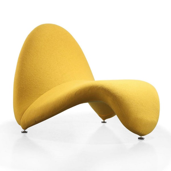 Manhattan Comfort MoMa Modern Yellow Wool Blend Upholstered Accent Occasional Chair