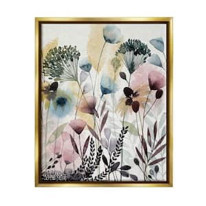 Wild Florals Opaque Layers Soft Watercolor Pink Blue by Grace Popp Floater Frame Nature Wall Art Print 17 in. x 21 in.