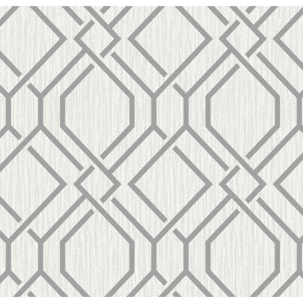 Frege Grey Trellis Vinyl Wallpaper Roll