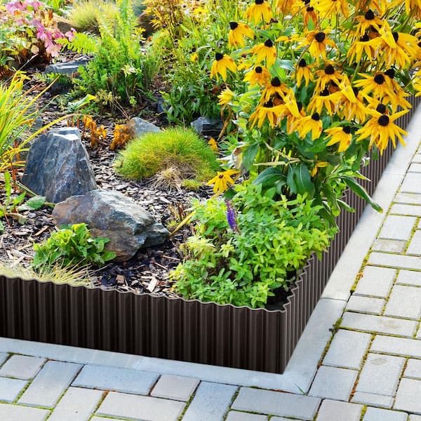 12 in. W x 240 in. L Black Corrugated Metal Garden Edging Landscape Edging Border for Lawn Flower Bed Garde Paver Edging