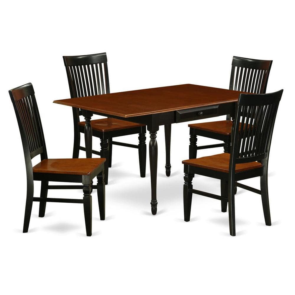 5-Piece Black and Cherry Finish Solid Wood Top - Dining Room Set with Dropleaf - Seats 4 price history on PriceWatchPro