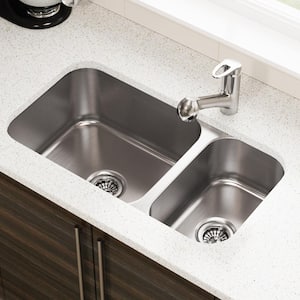 Undermount Stainless Steel 32 in. Double Bowl Kitchen Sink