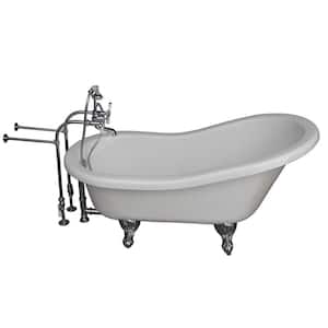 5 ft. Acrylic Ball and Claw Feet Slipper Tub in White with Polished Chrome Accessories