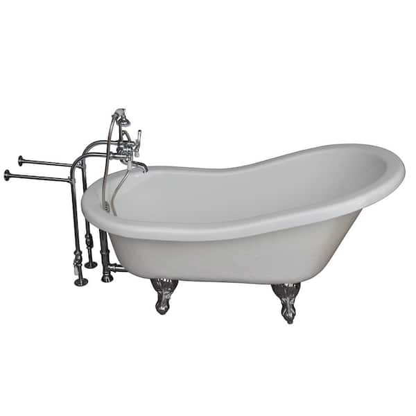 Barclay Products 5 ft. Acrylic Ball and Claw Feet Slipper Tub in White with Polished Chrome Accessories