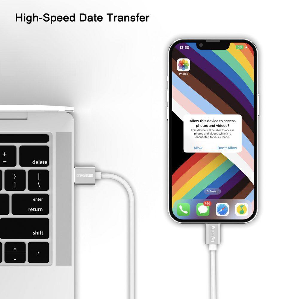 10 ft. Braided Cable Lighting to Standard USB Charging Cable - Thumbnail 4