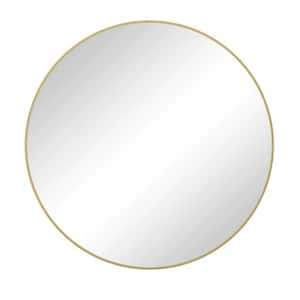 28 in. W x 28 in. H Round Framed Gold Mirror for Living Room, Vanity, Bedroom