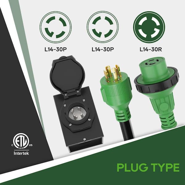 N/A 25 ft. 30 Amp Generator Cord and Power Inlet Box Kit, 125/250V