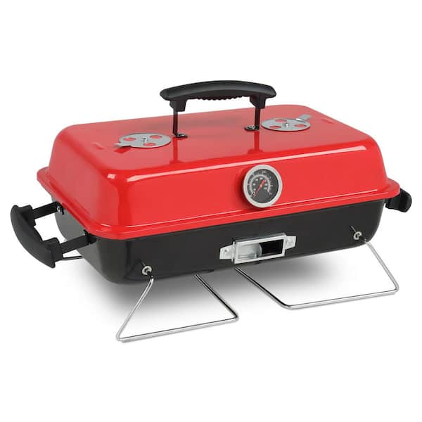Tabletop Portable Outdoor Charcoal Grill in Red