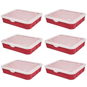 6.0 Gal. 20 Compartment Adjustable Ornament Storage Case (6-Pack), Rocket Red