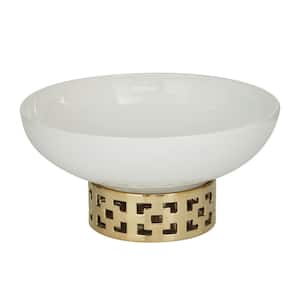 White Ceramic Geometric Decorative Bowl