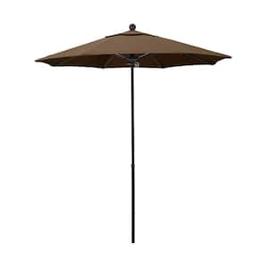 7.5 ft. Black Fiberglass Commercial Market Patio Umbrella with Fiberglass Ribs and Push Lift in Cocoa Sunbrella