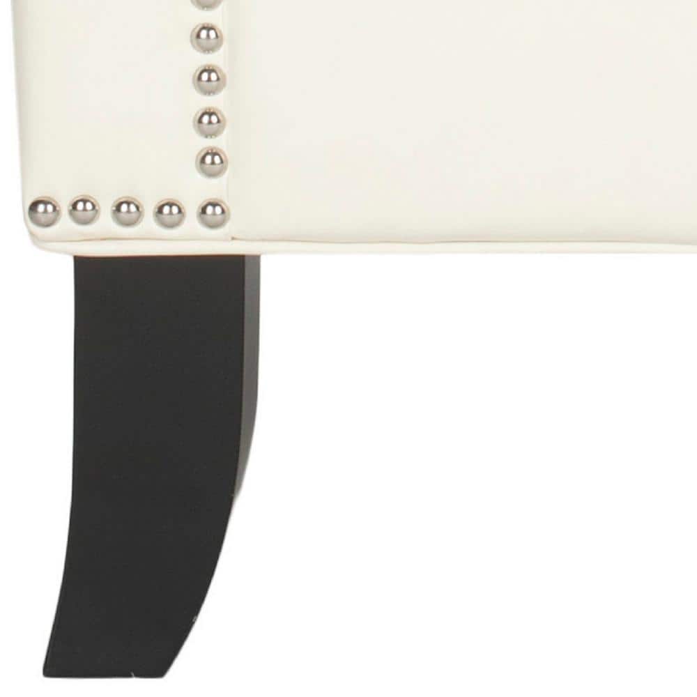 Contemporary White Faux Leather Arm Chair with Silver Nailhead Trim