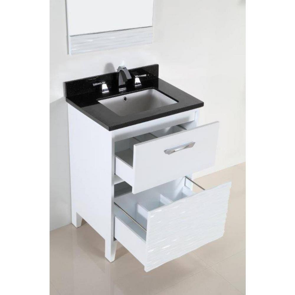 White and Black Galaxy Granite Single Bathroom Vanity with Storage