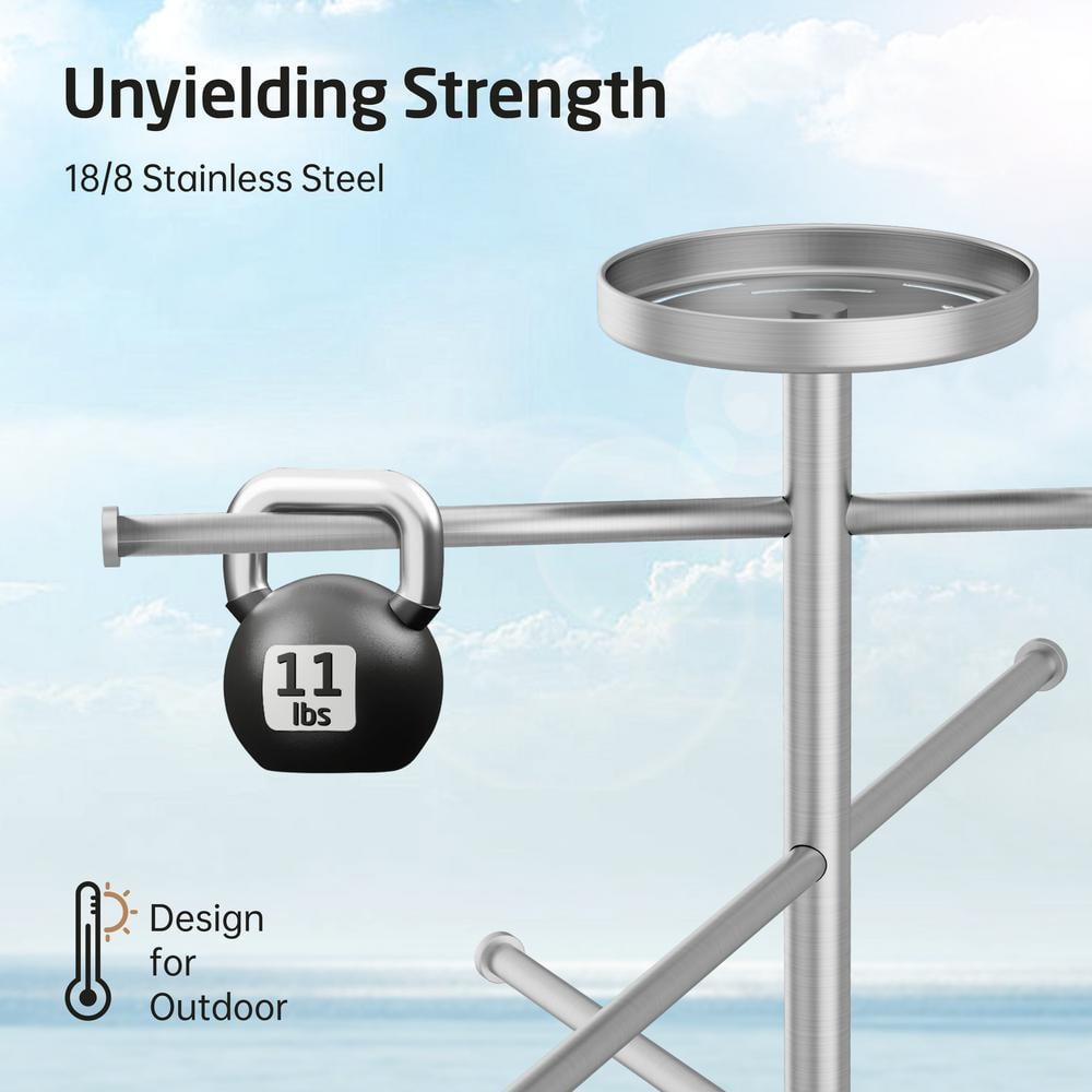 Brushed Steel Freestanding Towel Rack with Marble Base