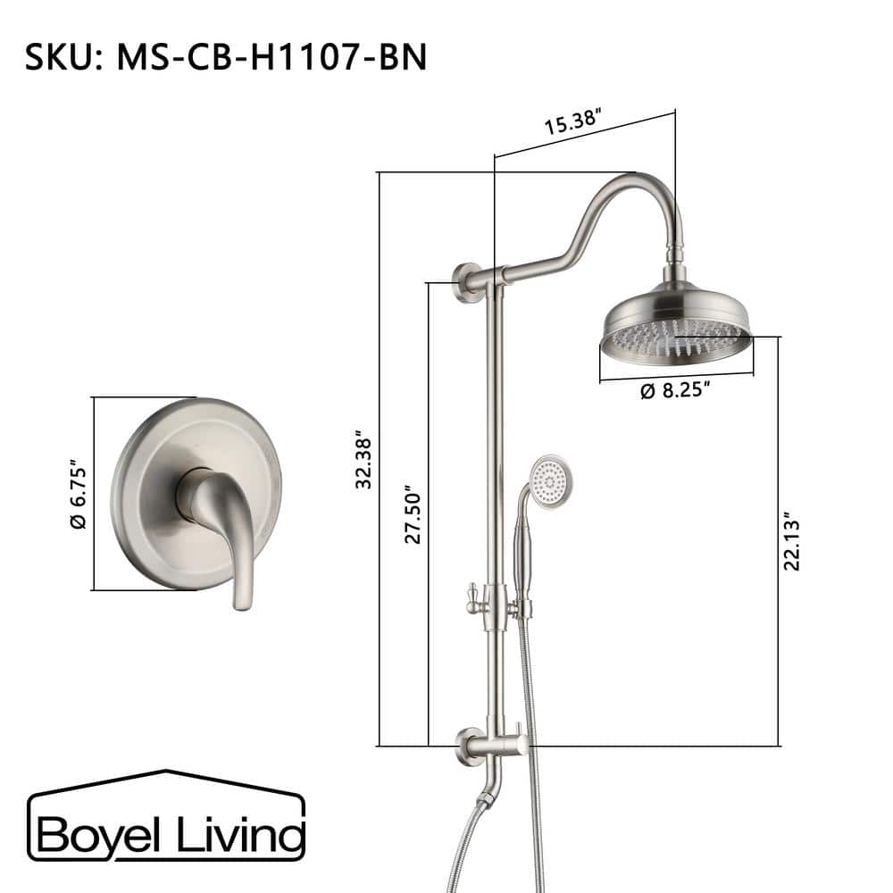 Brushed Nickel Dual Rain and Handheld Shower System