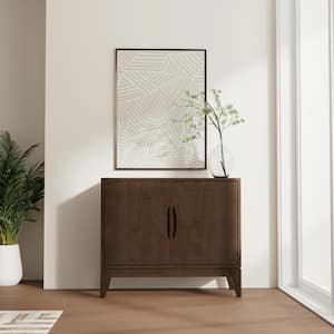 Harper Walnut Wood 38 in. Brown 2 Door Sideboard Buffet/Storage Cabinet