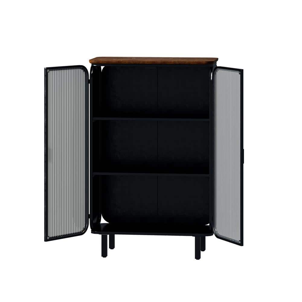 28.35 in. W x 14.37 in. D x 44.49 in. H Bathroom Black Linen Cabinet