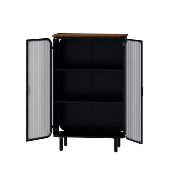 Unbranded 28.35 in. W x 14.37 in. D x 44.49 in. H Bathroom Black Linen Cabinet