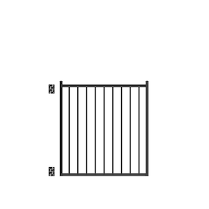 2 Rail Flat Top 4 ft. x 4 ft. Black Aluminum Straight Pre-Assembled Fence Gate