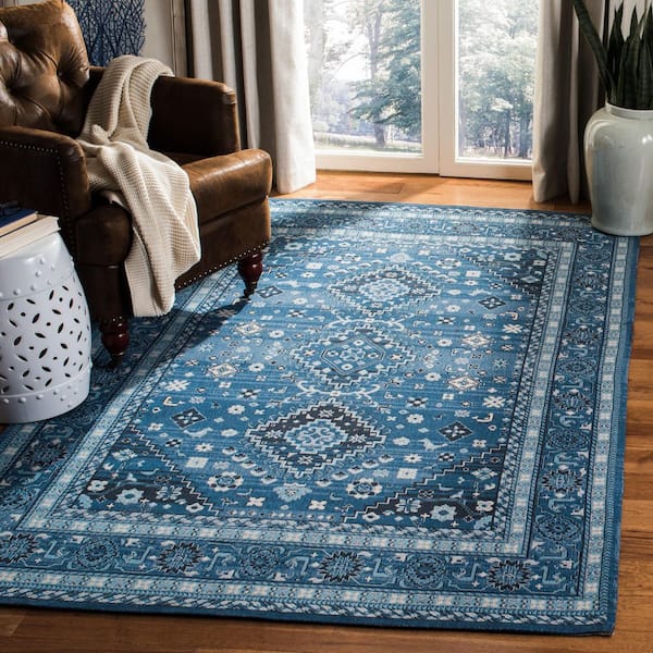 Classic Vintage 5 ft. x 8 ft. Blue/Charcoal Oriental Ornate Area Rug