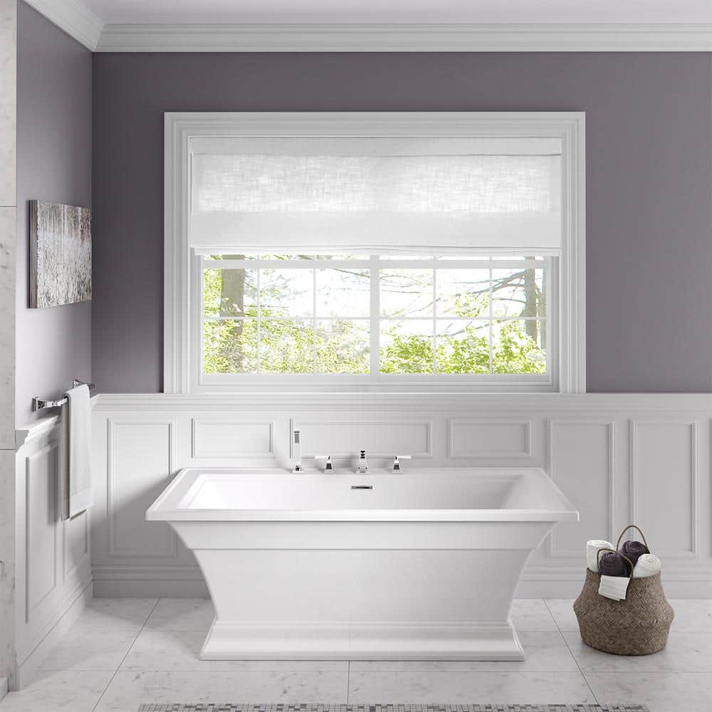 White 36'' Freestanding Acrylic Soaking Bathtub