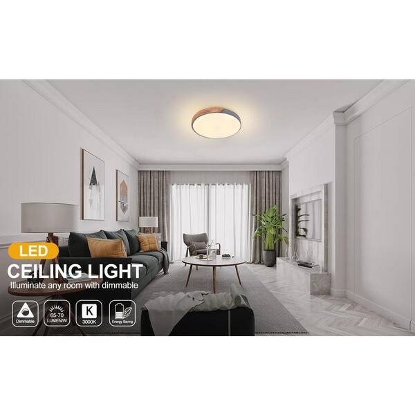 RRTYO 11.81 in. 1-Light Grey LED Flush Mount Ceiling Light with