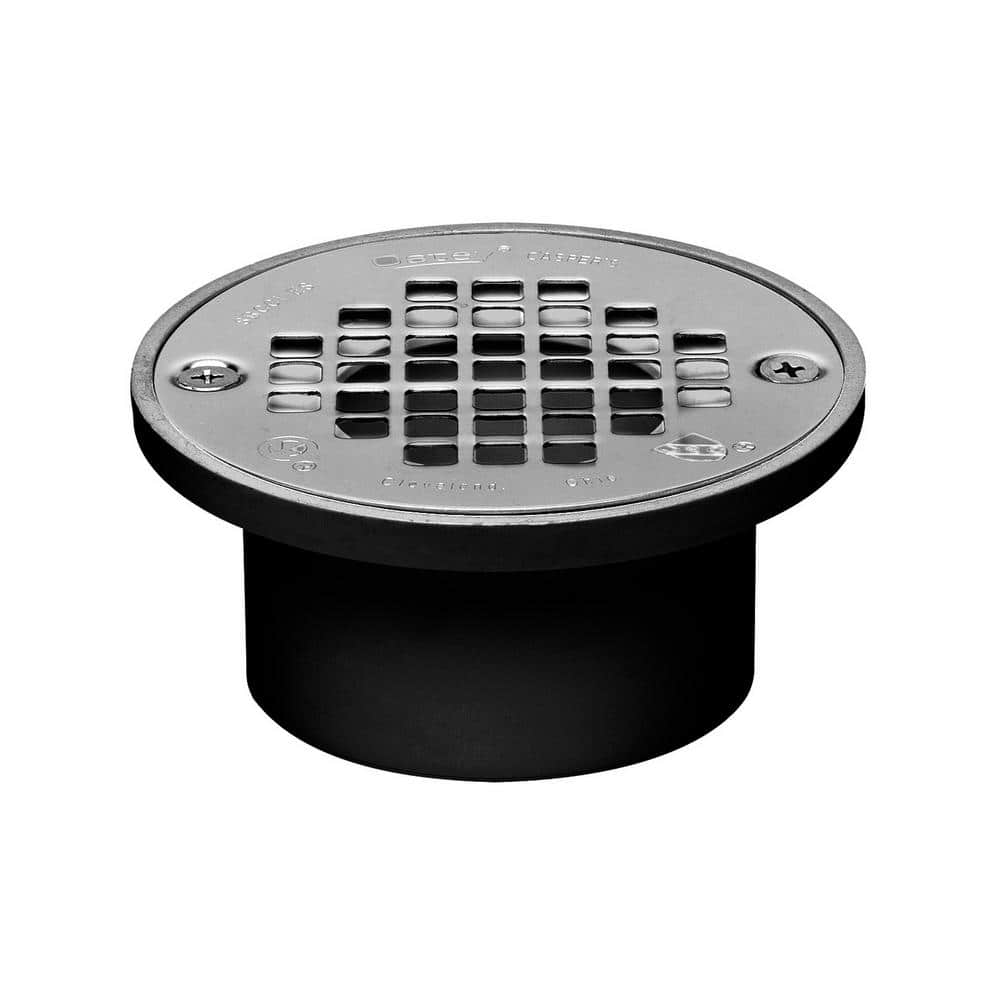 Oatey Part # 423232 - Oatey Round Gray Pvc Shower Drain With 4-3/16 In.  Round Screw-In Chrome Drain Cover - Shower Drains - Home Depot Pro