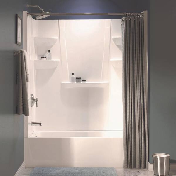 Photo 1 of A2 8 in. x 24 in. x 62 in. 2-piece Direct-to-Stud Shower Wall Panels in White