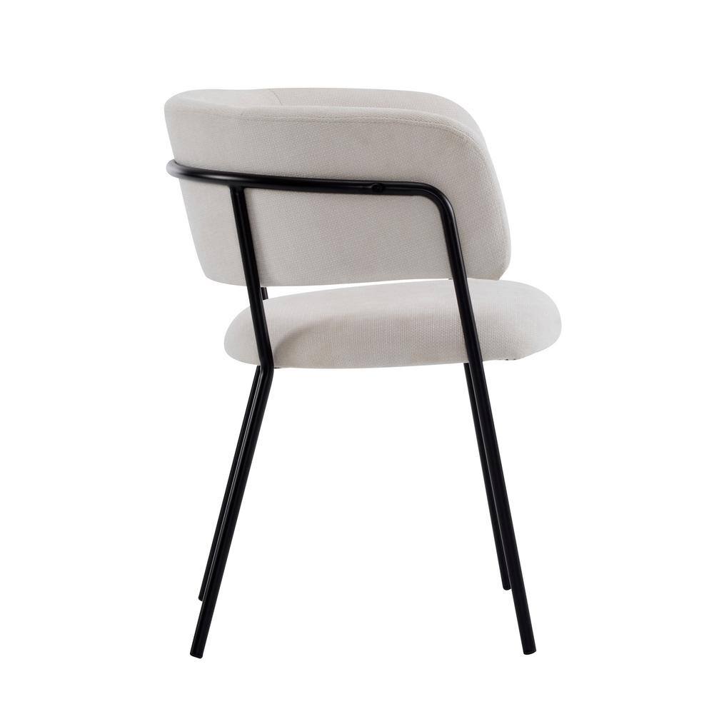 Beige and Black Upholstered Metal Arm Chair Set