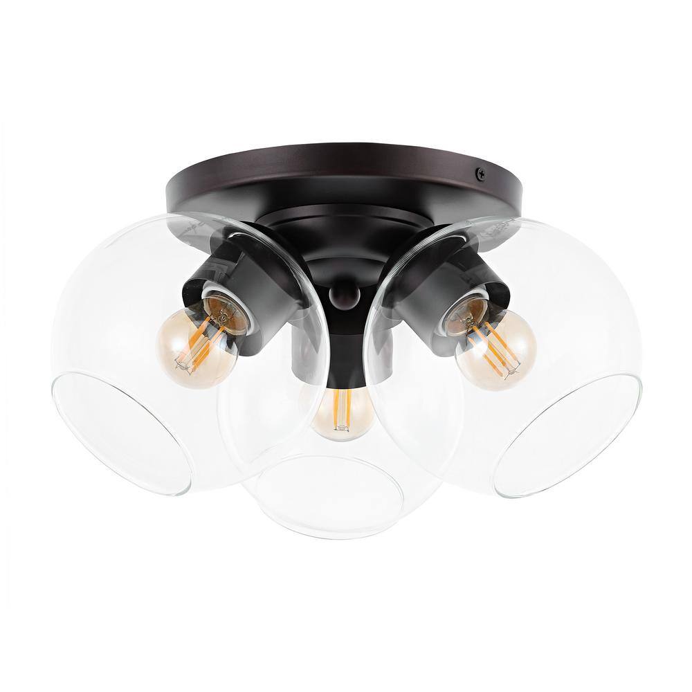 Farmhouse Rustic 11.5" LED Ceiling Light in Oil Rubbed Bronze with Clear Glass Globe